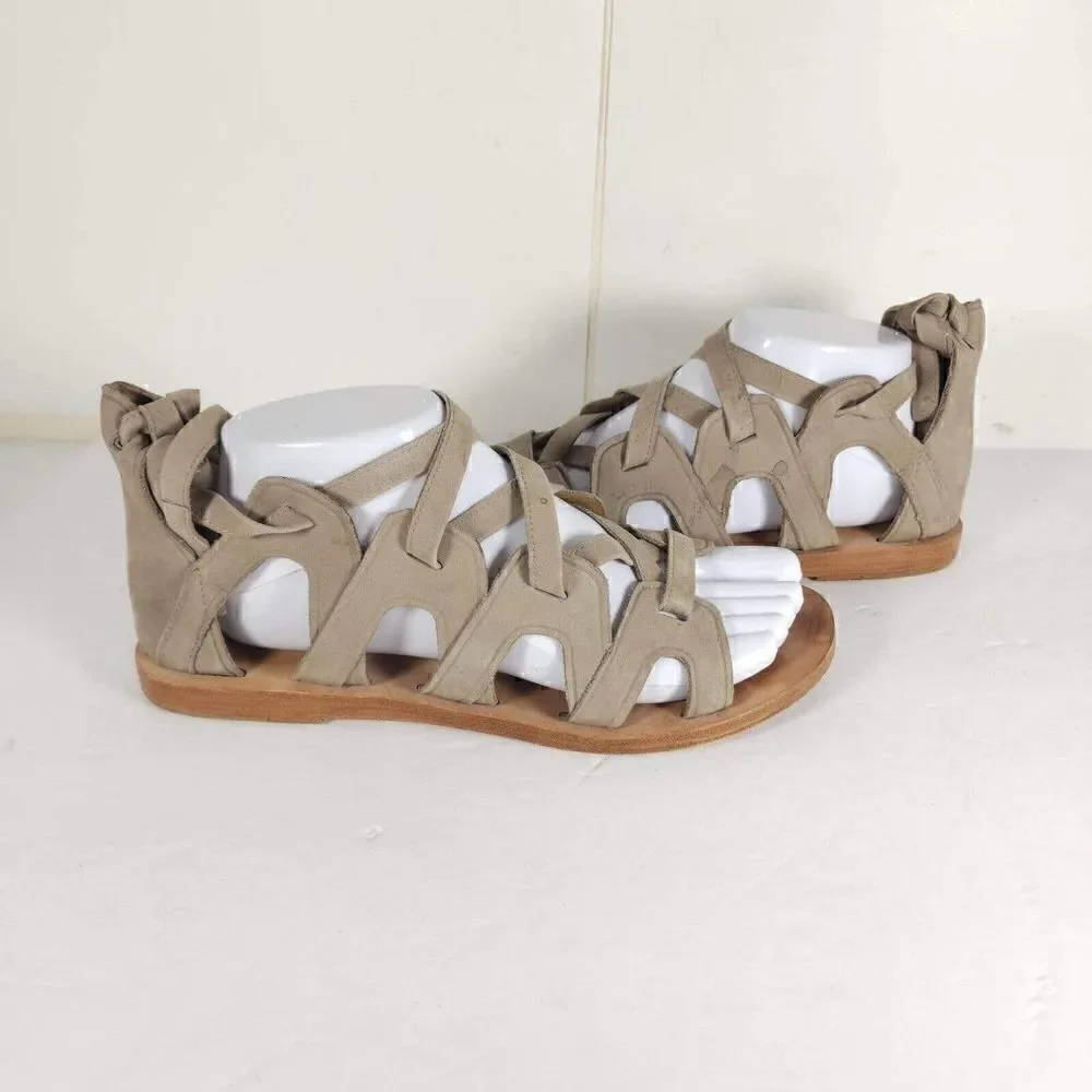 Mercer Edit Women's EZontheI US8 Gladiator Suede Lace Up Gladiator Flat Sandals_7